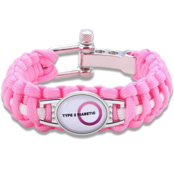 Type 1 and 2 Diabetes Adjustable Medical Bracelets ( pink/white blue/white ) - Picture 3 of 4